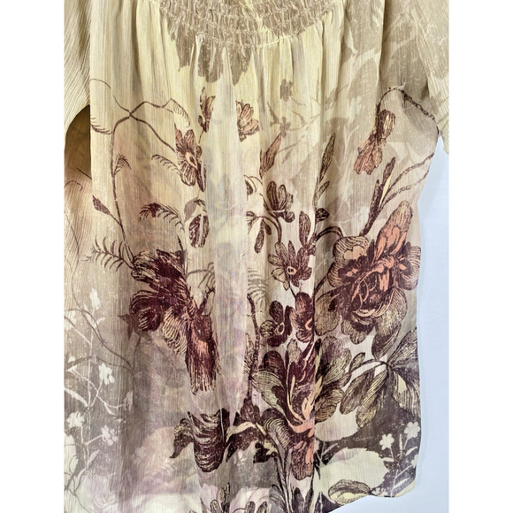 Charlotte Russe Y2K Top Peasant Smocking Sheer Fairycore Whimsigoth Size Large - Picture 6 of 15